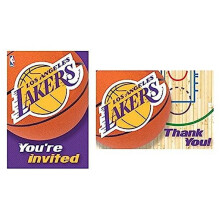 Cartes d'invitation & de remerciement LA Lakers NBA (3,88" x 5,63") - Carton premium multicolore, designs accrocheurs