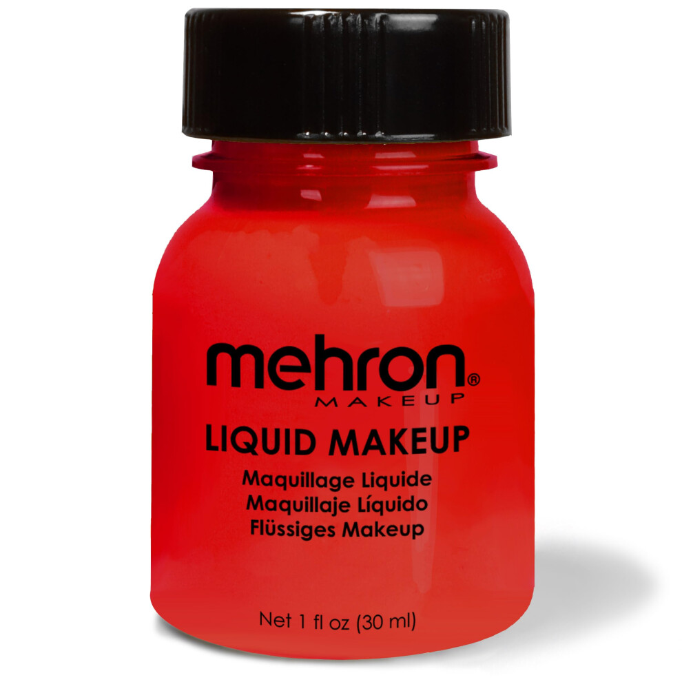 Mehron Makeup Liquid Makeup | Face Paint and Body Paint Perfect for Halloween  Cosplay I Air Brush Compatible Body Paint (1 oz) (RED)