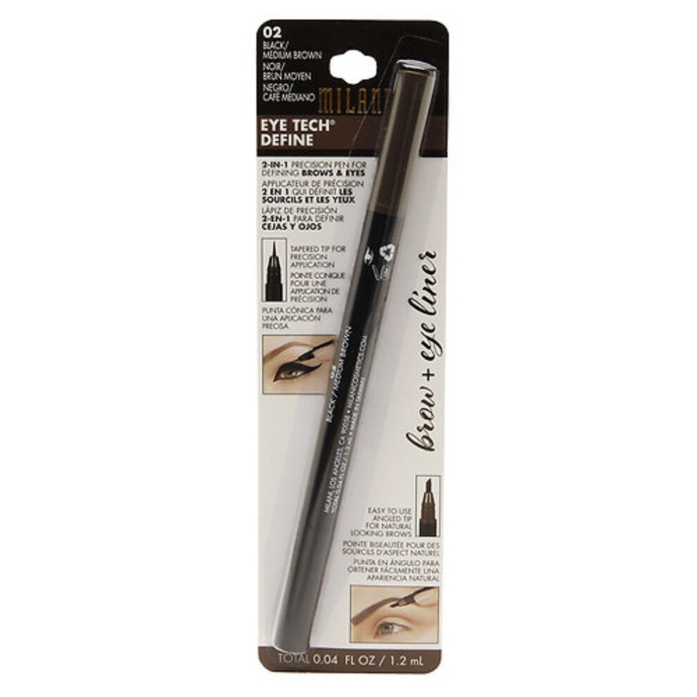 Milani Eye Tech Define - 2-in-1 Brow + Eyeliner Felt-tip Pen  Medium Brown/Black  0.04 Fluid Ounce