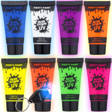 Blue Squid UV Lichaam Verf, Blacklight Glow Makeup Set, Fluorescerende Gezichtsverf, 8 Neon Kleuren
