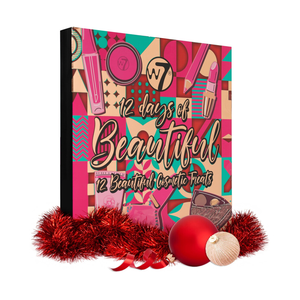 W7 12 Days of Beautiful Holiday Advent Calendar 2024-12 Individually Boxed Makeup & Cosmetic Surprises - Cruelty Free  Christmas Stocking Fi