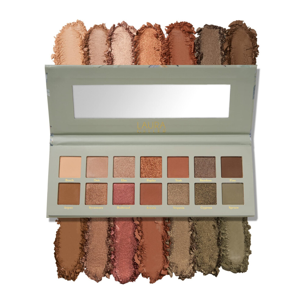 LAURA GELLER NEW YORK The Casual Collection Copper & Khaki 14 Multi-Finish Eyeshadows | 14 Pigmented Eyeshadows Blendable Natural Look