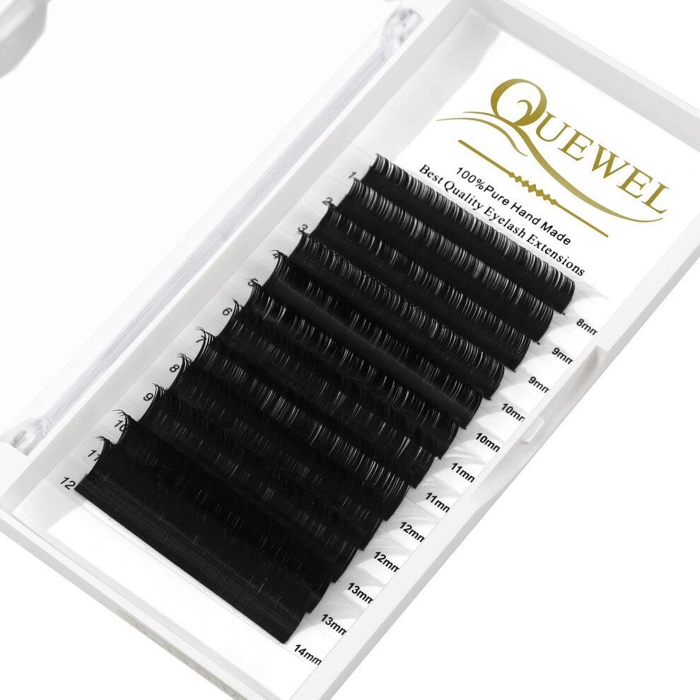 Quewel Eyelash Extension Supplies 0.10 D Curl Mix-8-14Mm Classic Individual Lash Extensions|Optinal 0.03/0.05/0.07/0.10/0.15/0.20 C/D Single