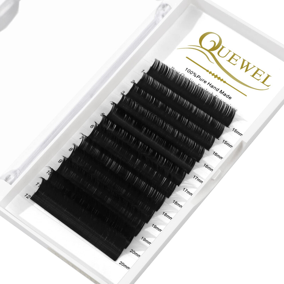 Quewel Eyelash Extension Supplies 0.05 C Curl Mix-15-20Mm Classic Individual Lash Extensions|Optinal 0.03/0.05/0.07/0.10/0.15/0.20 C/D Single 8-25Mm