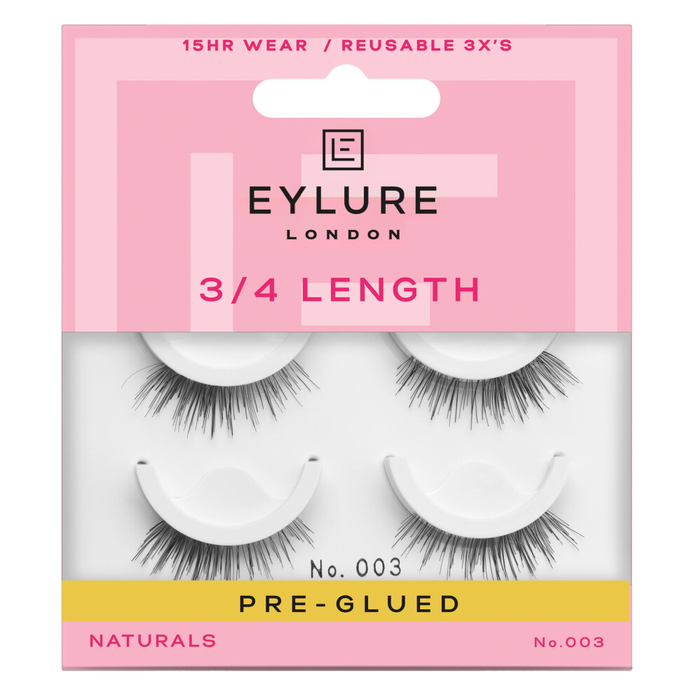 Eylure Press On Pre-Glued False Eyelashes  Light & Wispy Accent Lash  No. 003  Twin Pack