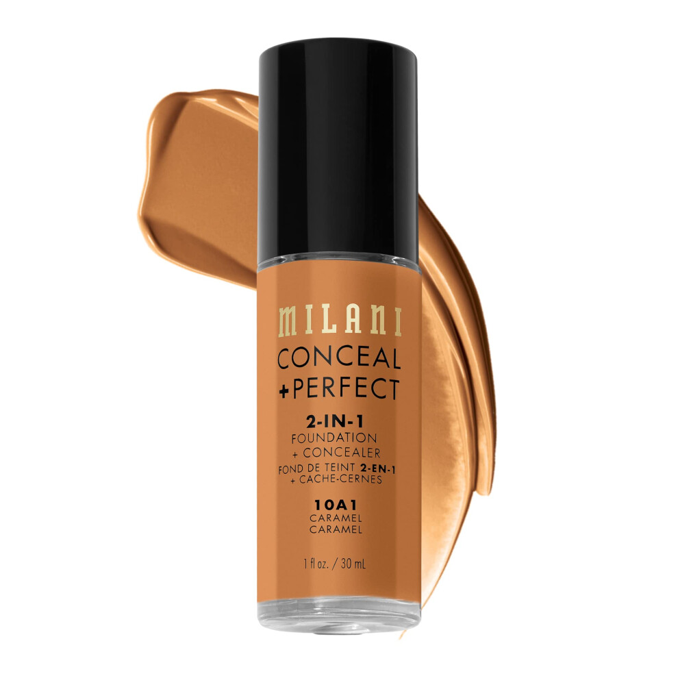 Milani Conceal + Perfect 1-in-1 Foundation - Caramel  Cruelty-Free Liquid Foundation  1 Fl. Oz.