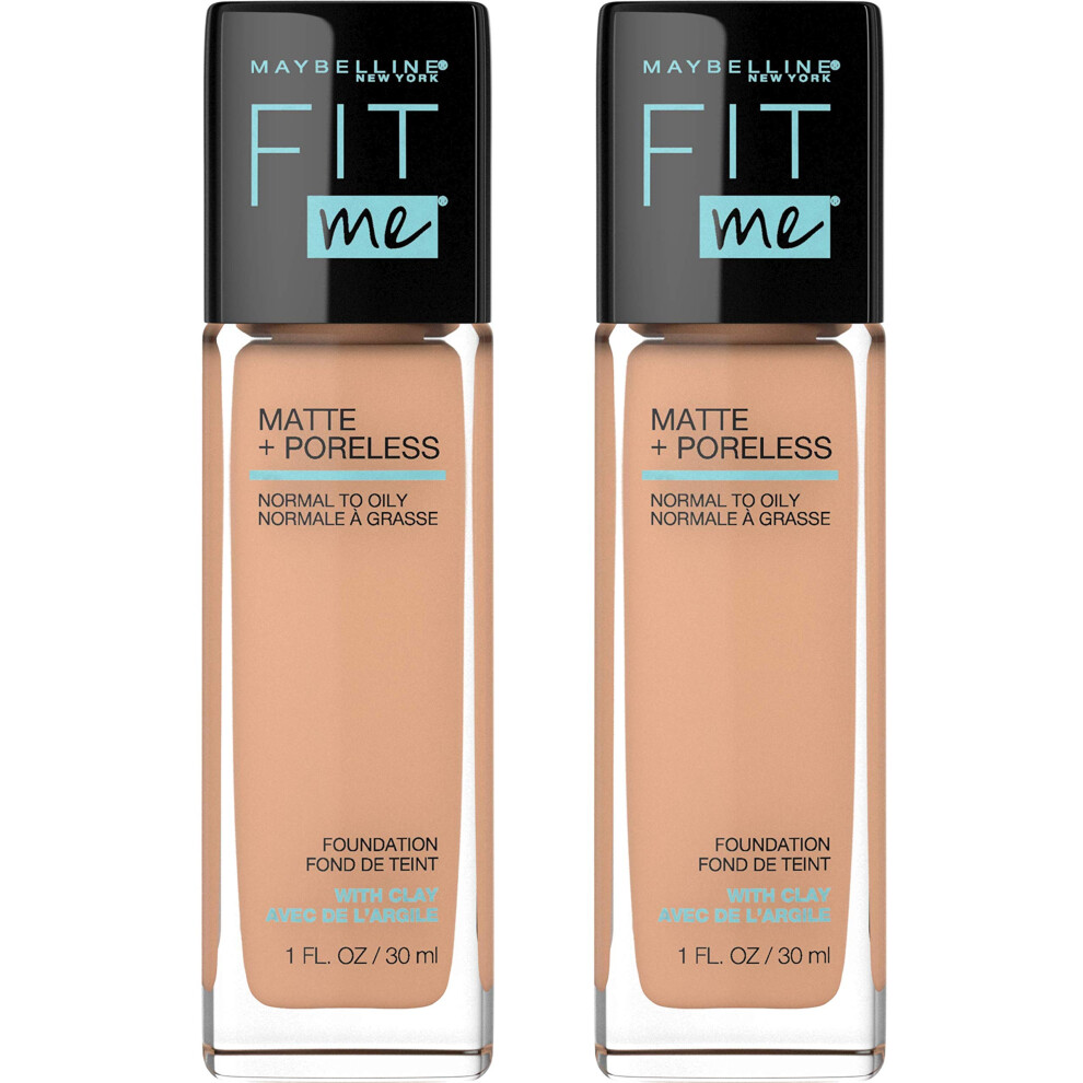 Maybelline Fit Me Matte + Poreless Liquid Foundation Makeup  Natural Buff  2 COUNT Oil-Free Foundation