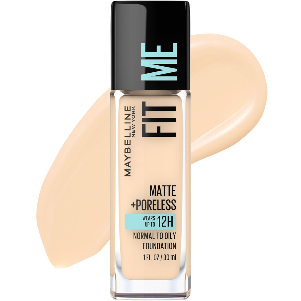 Maybelline Fit Me Matte + Poreless Liquid Oil-Free Foundation Makeup  Light Beige  1 Count (Packaging May Vary)