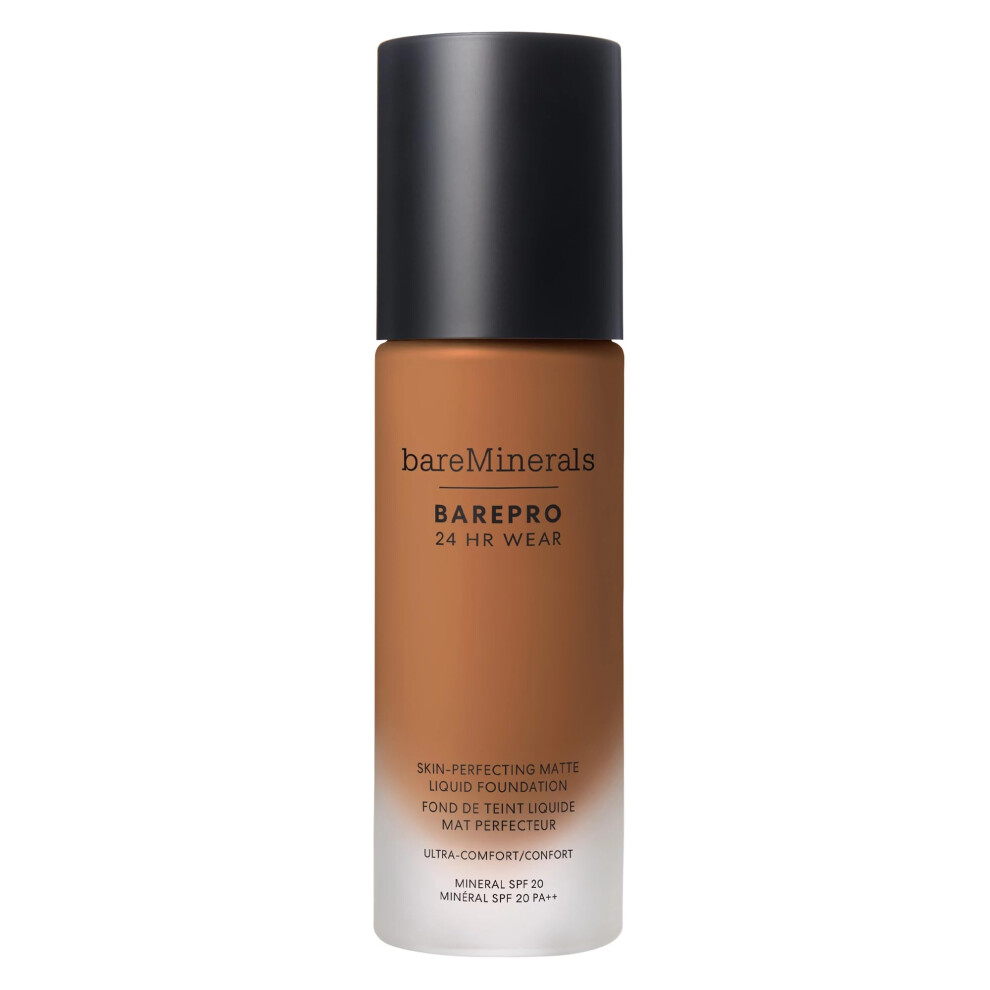 bareMinerals Barepro 24HR Wear Matte Liquid Foundation Mineral SPF 20  Full Coverage Matte Finish  Breathable Makeup for Face  Vegan (Deep 5