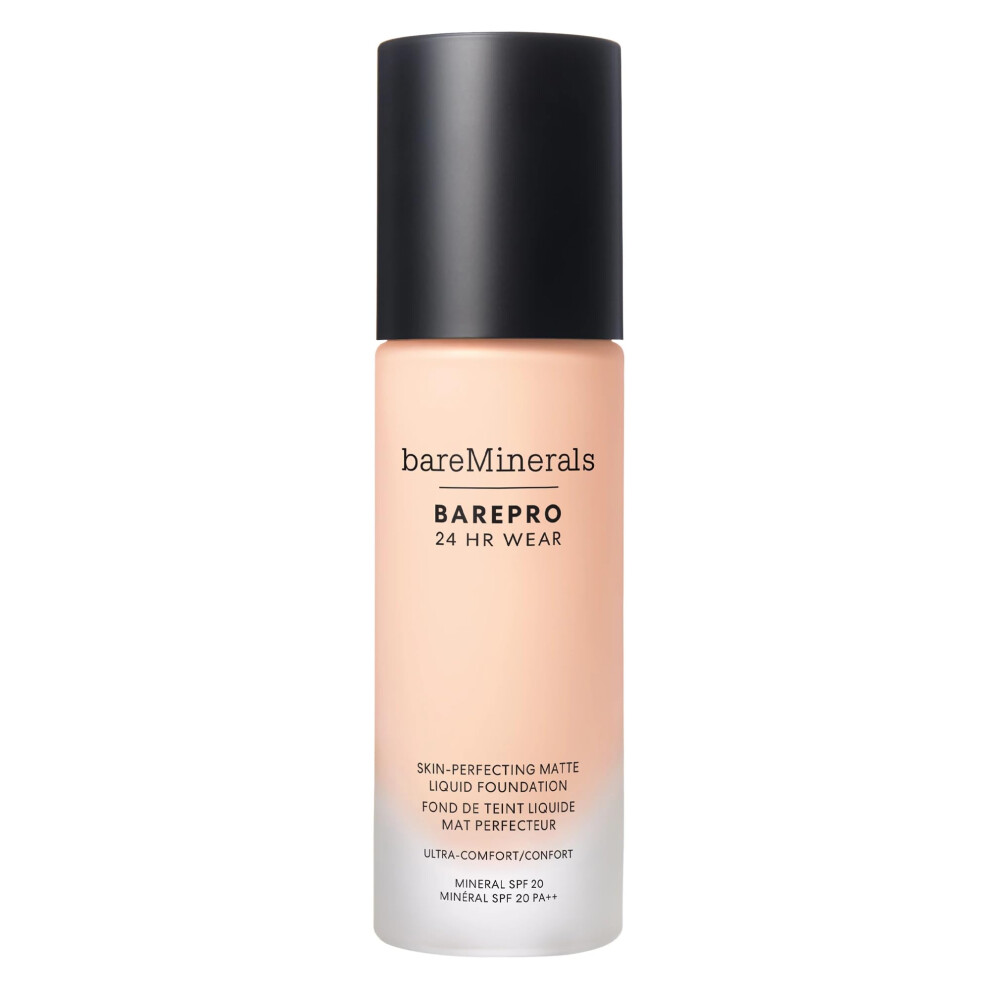 bareMinerals Barepro 24HR Wear Matte Liquid Foundation Mineral SPF 20  Full Coverage Matte Finish  Breathable Makeup for Face  Vegan (Fair 1