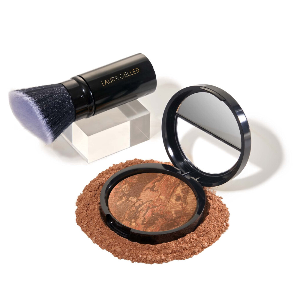 LAURA GELLER NEW YORK Baked Balance-n-Brighten Foundation with Kabuki Brush Makeup Set  Deep