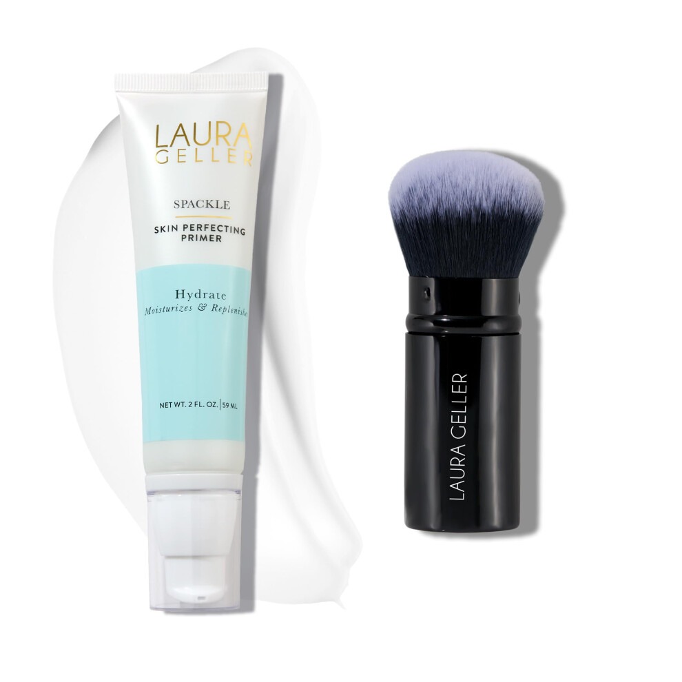 LAURA GELLER NEW YORK Spackle Skin Perfecting Makeup Primer  Hydrate + Airbrush Round Kabuki Brush