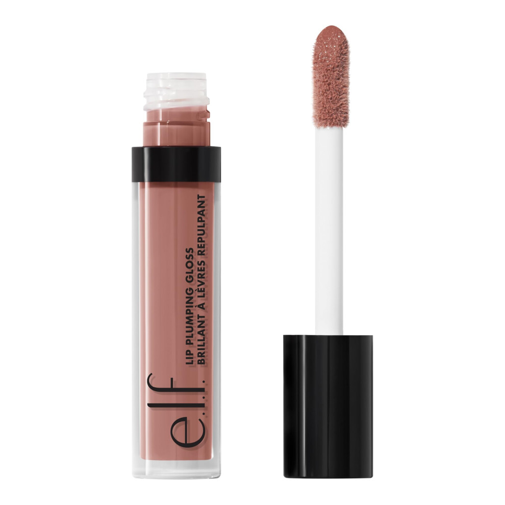 e.l.f. Lip Plumping Gloss  High-Shine Sheer Color  Hydrates & Creates Fuller Lips With Vitamin E  Vegan & Cruelty-Free  Petal Pressed  0.09