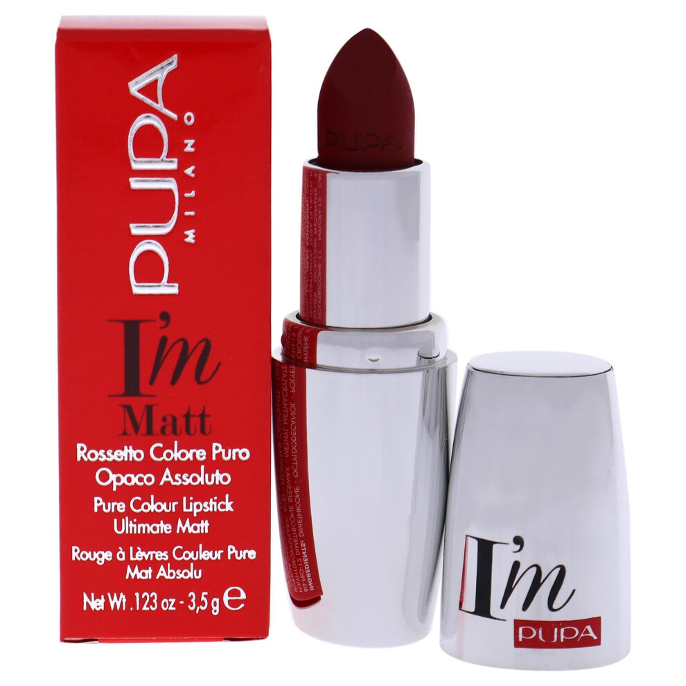 Pupa I Am Matte Pure Colour Lipstick - 073 Irresistible Burgundy Milano for Women - 0.123 oz Lipstick