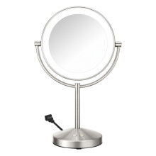 Miroir de Maquillage Conair Éclairé, Miroir LED, Miroir 1X/10X, Fini Nickel Satiné