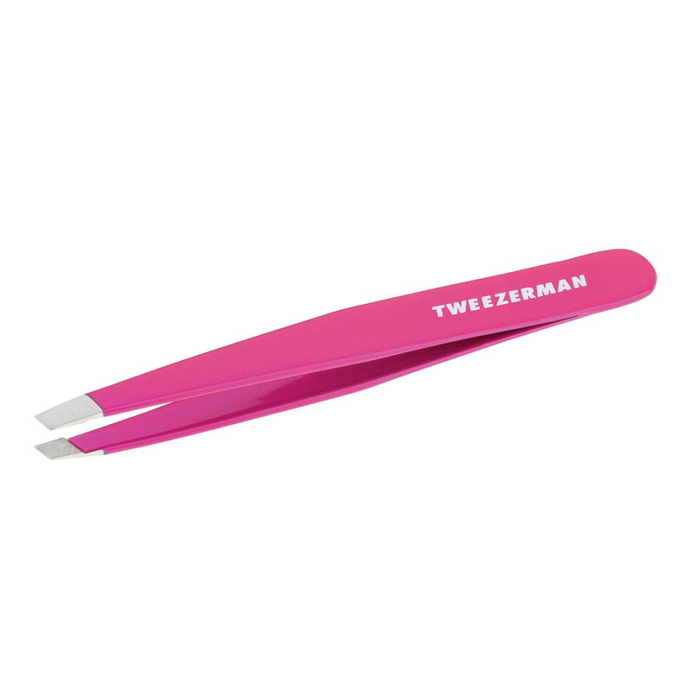 Tweezerman Stainless Steel Slant Tweezer (Pretty in Pink)