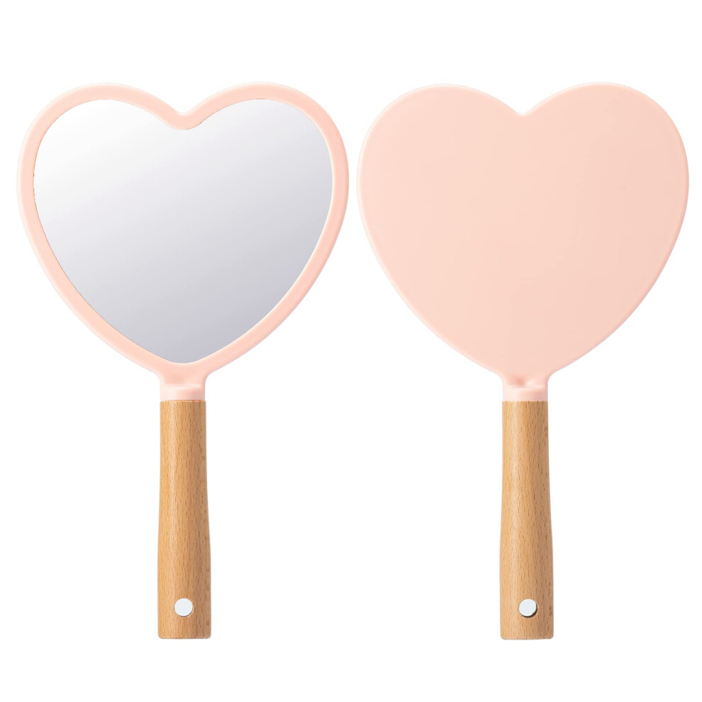 Yeake Handspiegel Mit Griff Zum Schminken, Kleiner, Ser Handspiegel Aus Holz Zum Rasieren Mit Loch, Zum Aufhngen, Einseitig, Tragbar, Reise-Ko-image