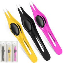 Pinzas de Cejas Profesionales Acero Inoxidable 2,3xPcs Set, Pinzas de Punta Fina Antideslizantes