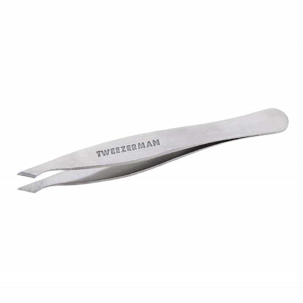 Tweezerman Stainless Steel Slanted Point Tweezer - Eyebrow Precision Tweezers  Facial And Ingrown Hair Removal (Classic Stainless)