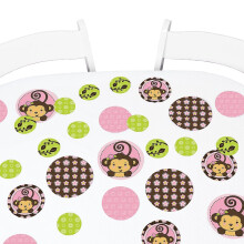 Big Dot of Happiness Pink Monkey Girl - Baby Shower tai syntymäpäiväjuhlat Giant Circle -konfetti - Juhlakoristeet - Suuri konfetti 27 Count