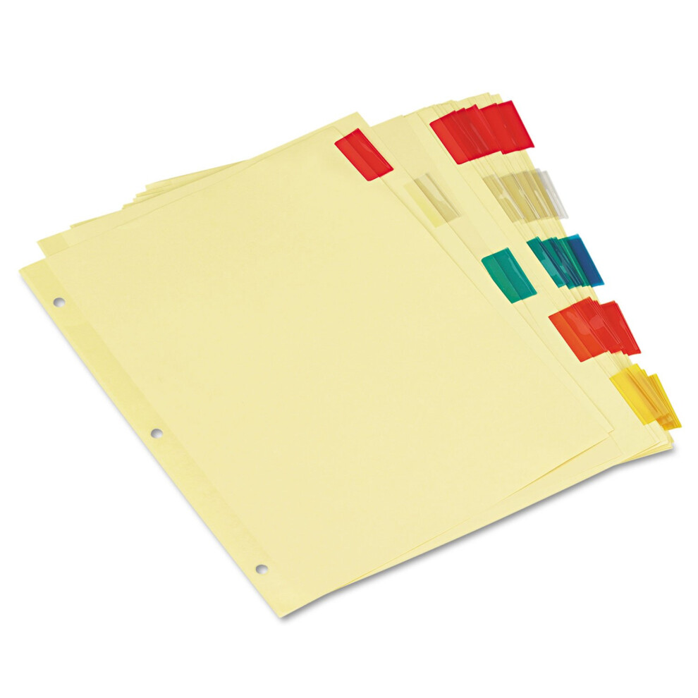 Universal 21870 Economical Insertable Index  Multicolor Tabs  5-Tab  Letter  Buff (Pack of 6 Sets)