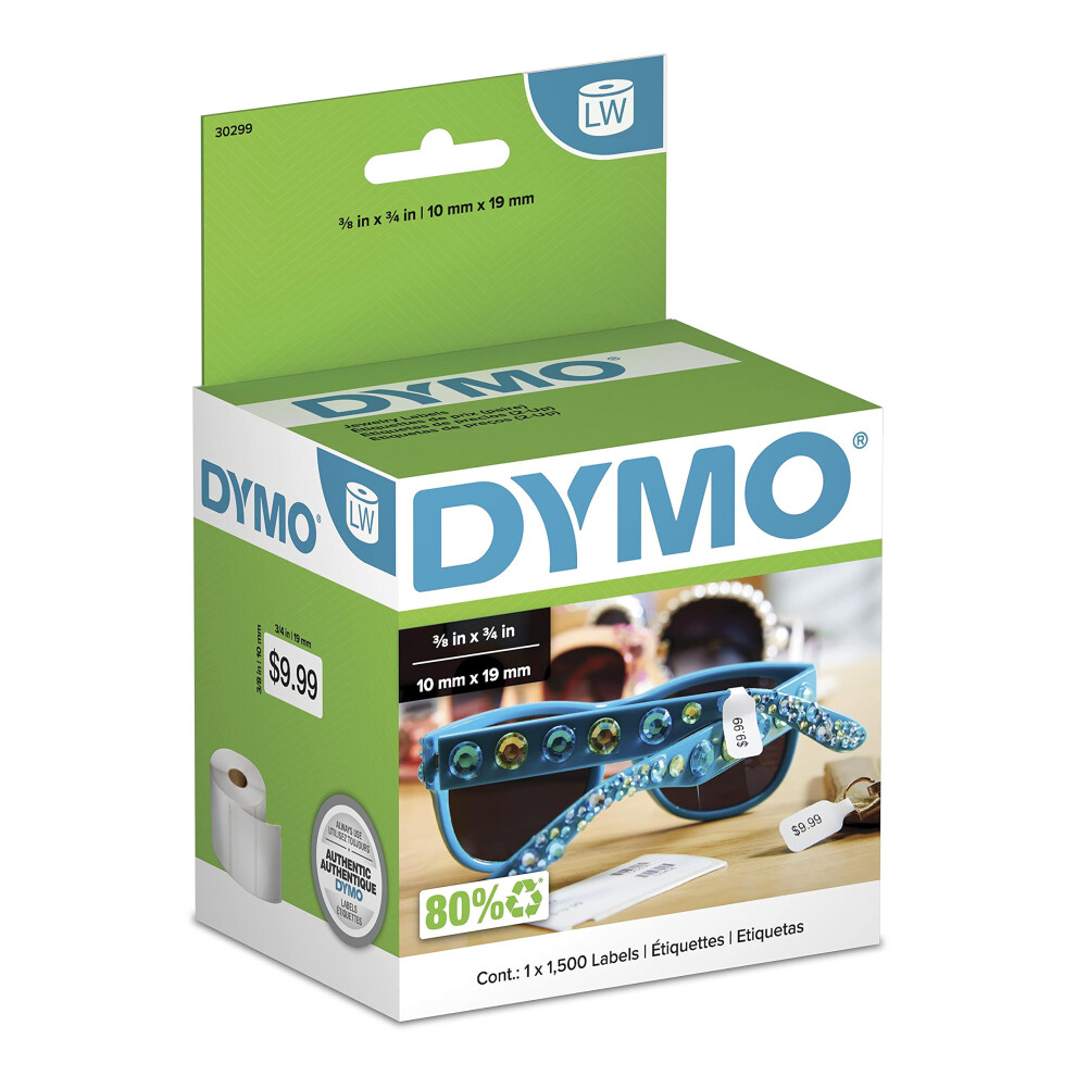 DYMO Authentic LW 2-Up Price Tag Labels  DYMO Labels for LabelWriter Label Printers  3/8"" x 3/4""  1 Roll of 1500