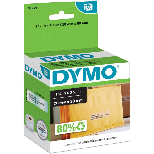DYMO Dymo, DYM30254, Clear Address Labels, 130 / Roll, Clear