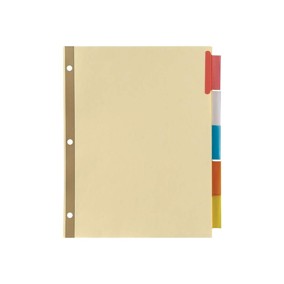 Staples Large Tab Insertable Paper Dividers  Assorted Color 5 Tab  Buff (13485/11109)