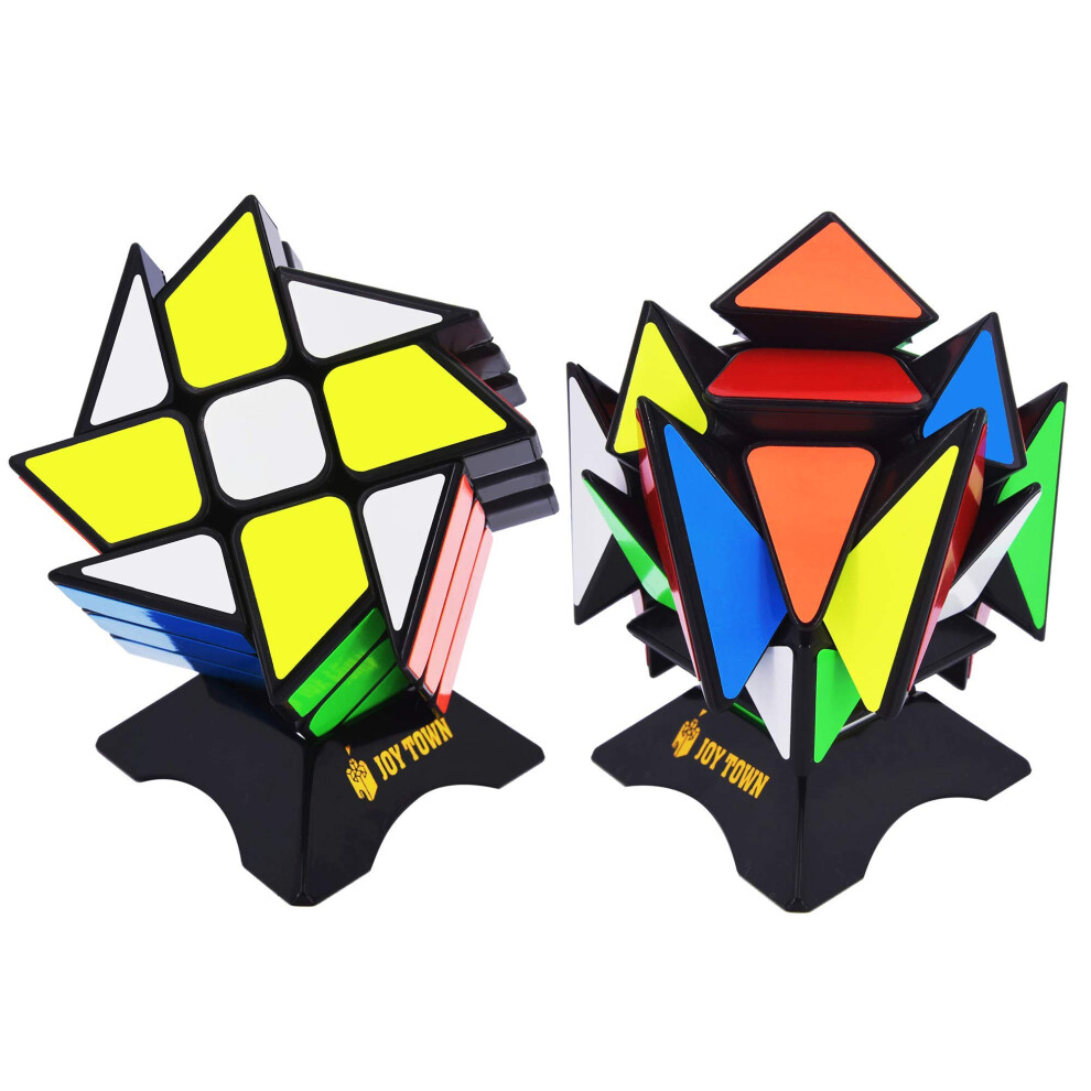 JoyTown Speed Cube Set of 2 Bundle Pack Windmill Cube Magic Puzzle  YJ Axis V2 New Version Fluctuation Angle Twisty Puzzle  Odd 3x3 Speedcub