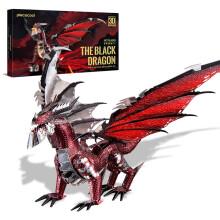 Piececool 3D Metal Model Kits-Black Dragon King DIY 3D Puzzles for Adults Brain Teaser Puzzles Toys for Teens Great Birthday New Year Gift