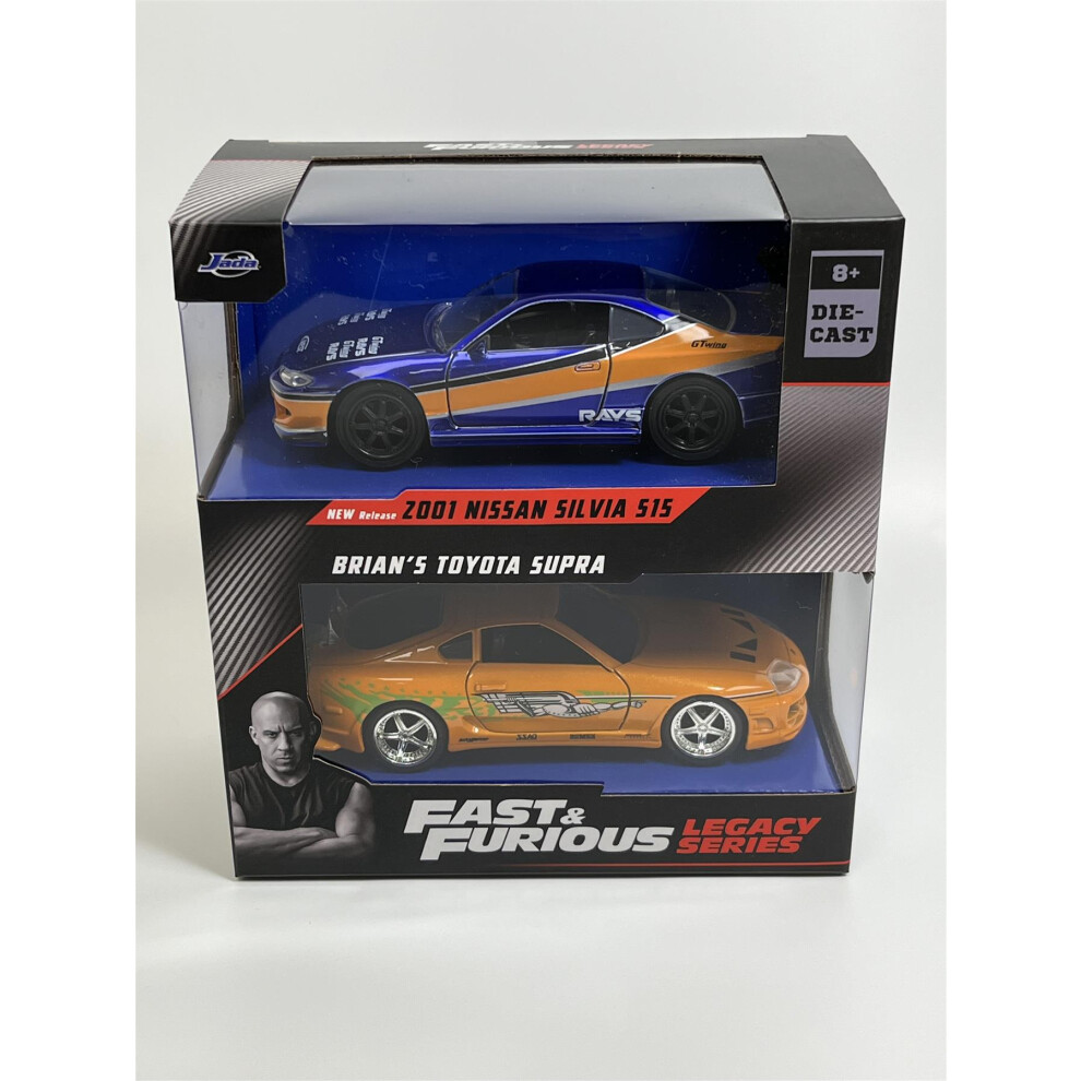 Fast and Furious Twin Set 2001 Nissan Silvia S15 and Brians Toyota Supra 1:32 Jada 253202017 34254