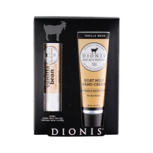 Dionis Goat Milk Skincare Zestaw kremw do rak i balsamw do ust o zapachu wanilii (1 uncja i 0,28 uncji) Wyprodukowano w USA Wolne od okrucienst