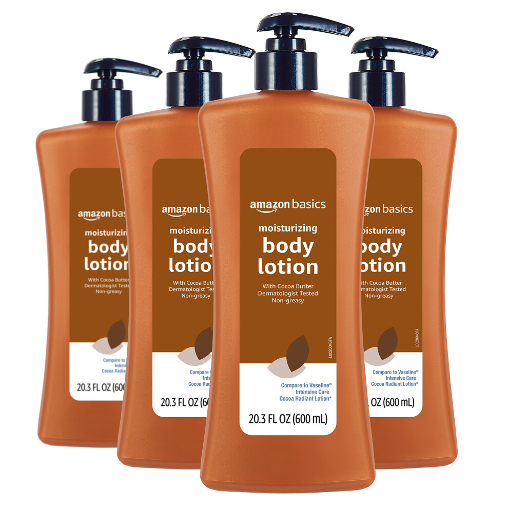 Amazon Basics Cocoa Butter Body Lotion  Lightly scented  20.3 Fl Oz (Pack of 4)