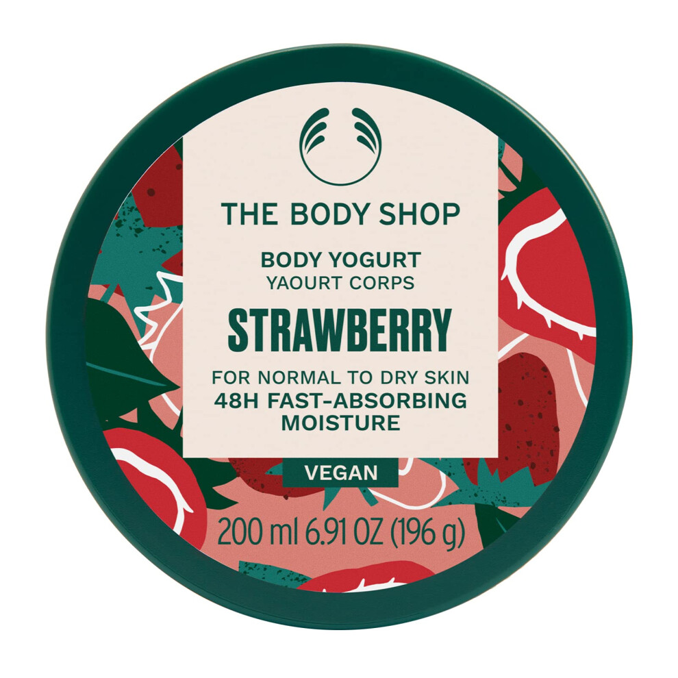 The Body Shop Strawberry Body Yogurt - Instantly Absorbing Hydration from Head to Toe - For Normal to Dry Skin - Vegan - 6.91 oz