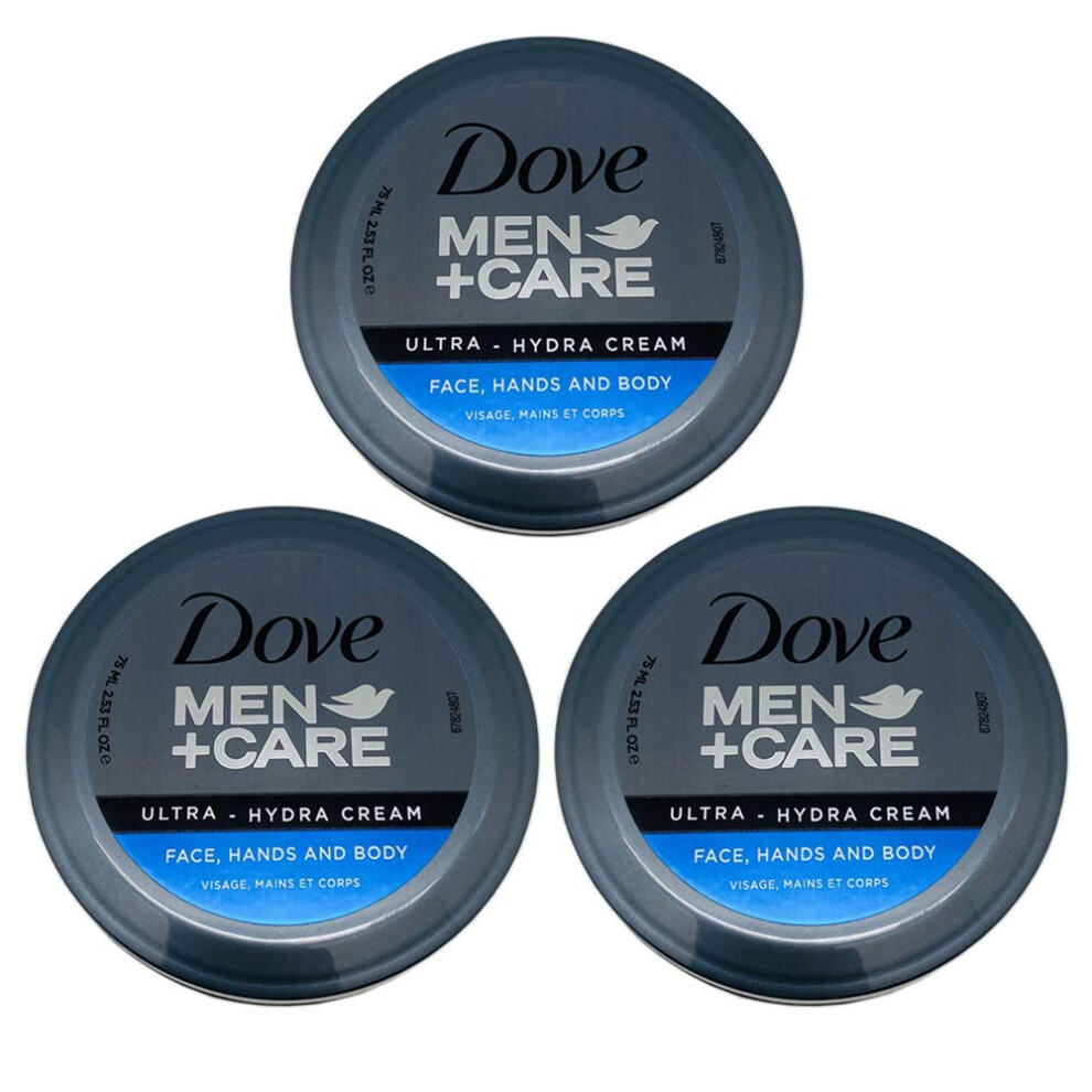 Dove Men+Care Ultra-Hydra Cream with 24 Hour Moisturization  2.53 Fl Oz (Pack of 3)