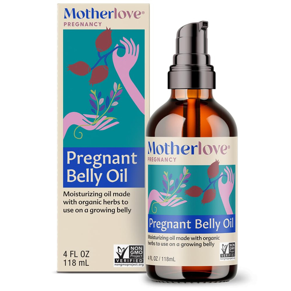 Motherlove Pregnant Belly Oil (4 oz) Natural Moisturizer to Soothe Itchy Skin & Prevent Stretch Marks-Non-GMO  Organic Herbs  Vegan