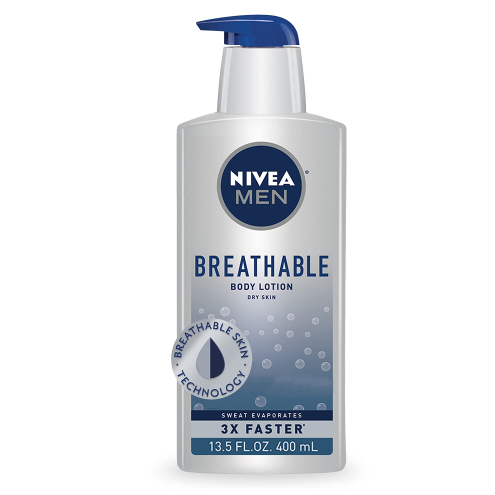 Nivea Men Breathable Body Lotion  48-Hour Hydrating Lotion for Men with Breathable Skin Technology  Shea Butter  Vitamin C and Vitamin E  13