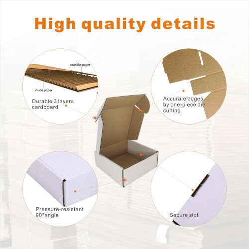 CH-BOX 5x5x2'' Κουτιά Αποστολής, 25 Τεμάχια, Χάρτινα Λευκά (CM552-25) 1