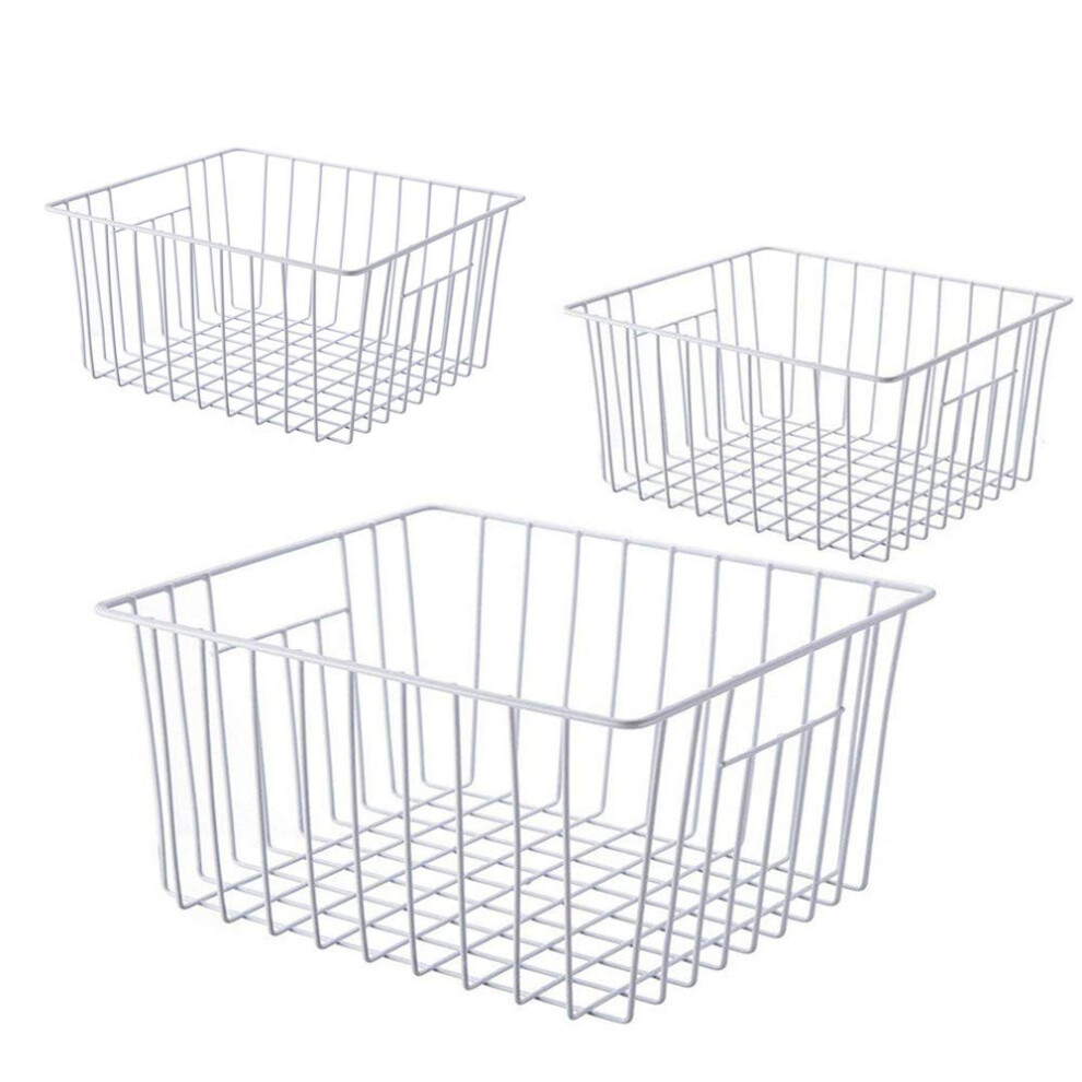 Y.Z.Bros Freezer Wire Baskets  Kitchen Storage Organizer Bins for Chest and Upright Freezer  Refrigerator Dividers Containers with Handles -