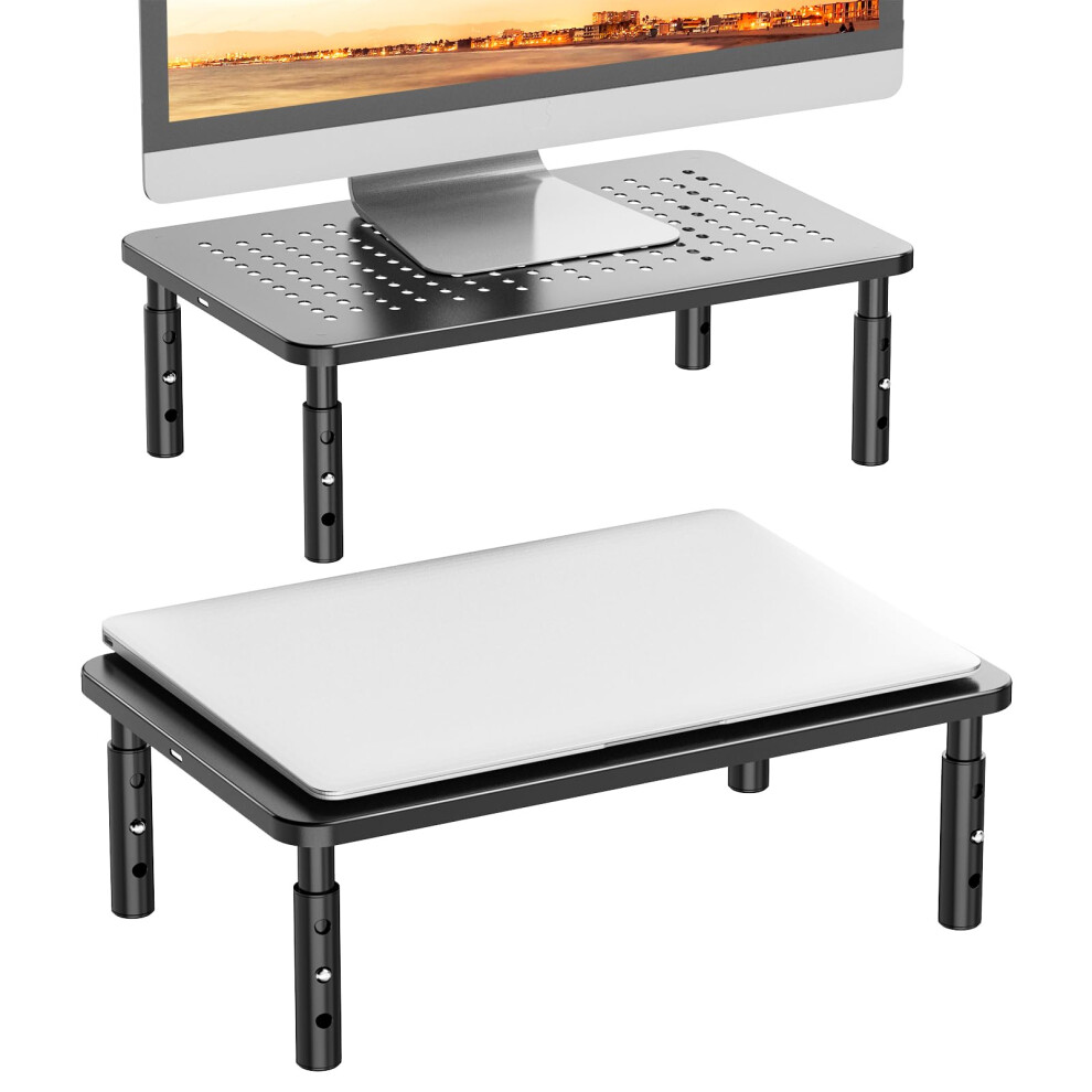 Wali Monitor Risers For 2 Monitors Computer Monitor Stand For 2 Monitors Dual Monitor Riser Laptop Riser For Desk Adjustable Underneath 811278022805