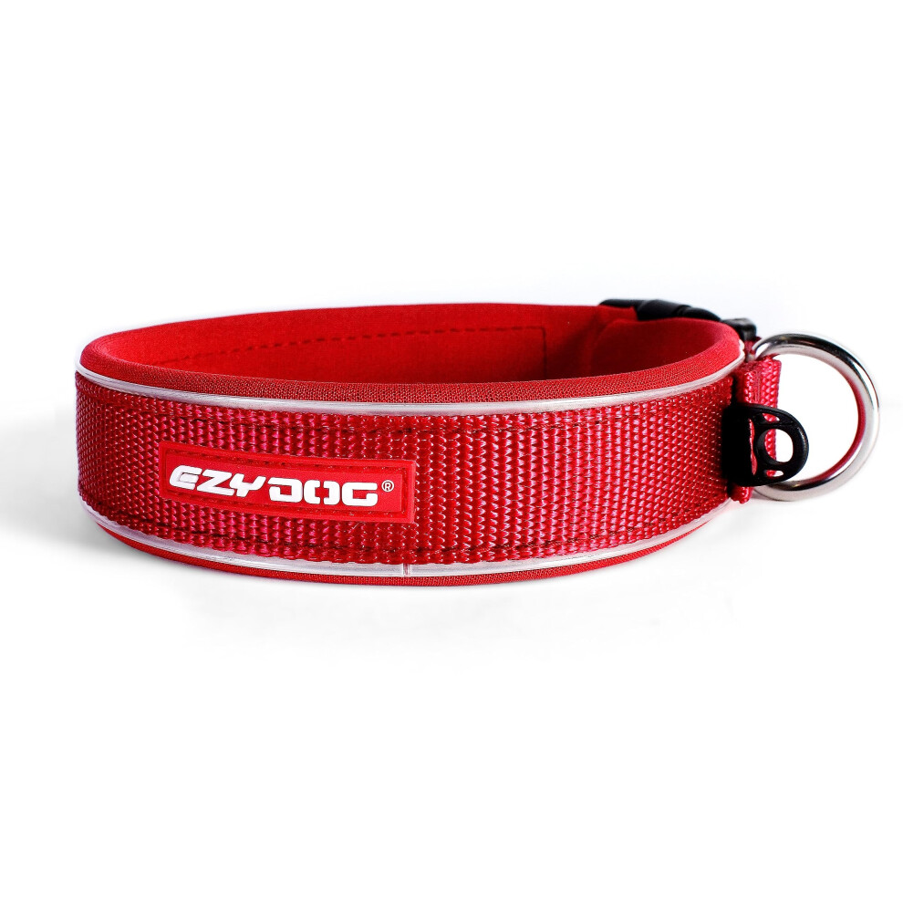 EzyDog Neo Waterproof Dog Collar - Reflective Trim for Nighttime Safety - Adjustable Neoprene Collar with Padding for Superior Comfort - Qui