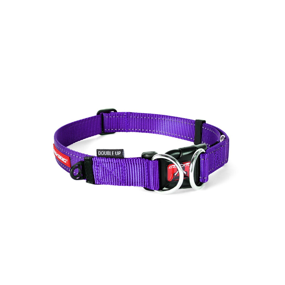 EzyDog Double Up Premium Nylon Dog Collar with Reflective Stitching - Double D-Rings for Superior Strength  Safety  and Comfortability - Non