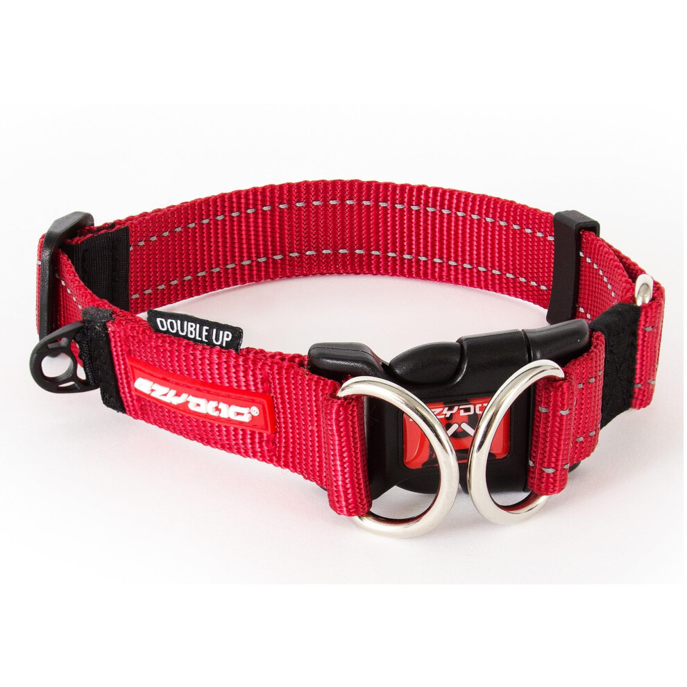 EzyDog Double Up Premium Nylon Dog Collar with Reflective Stitching - Double D-Rings for Superior Strength  Safety  and Comfortability - Non