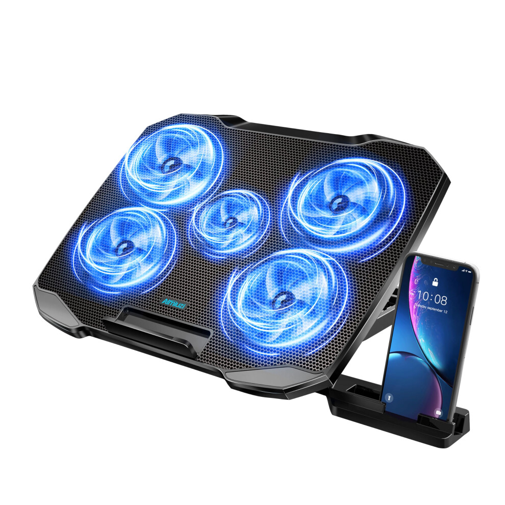 Laptop Cooling Pad Laptop Cooler Stand Laptop Fan Cooling Pad For 12-15.6 Inch Laptop Notebooks 5 Quiet Fans 5 Angle Adjustable Laptop Cool 768112991943