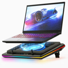 llano Laptop Cooling Pad  Black  Powerful Turbofan  RGB  Touch Control  LCD Screen  Seal Foam  15-19in