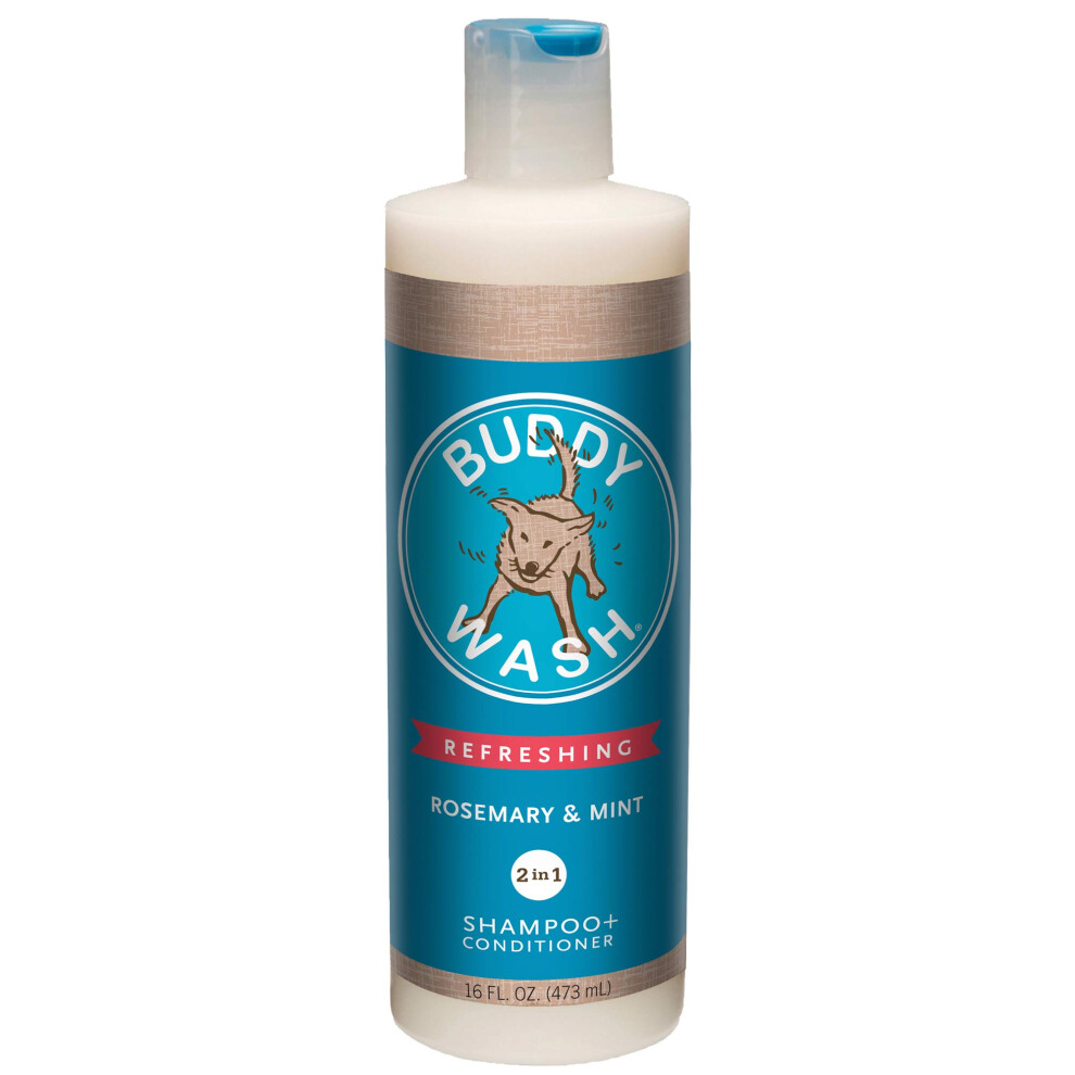 Buddy Wash 2-in-1 Dog Shampoo and Conditioner for Dog Grooming  Rosemary & Mint  16 oz. Bottle