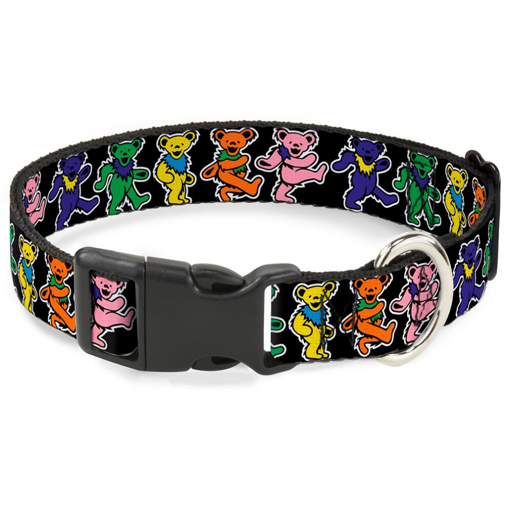 Buckle-Down Plastic Clip Collar - Dancing Bears Black/Multi Color - 1/2"" Wide - Fits 6-9"" Neck - Small