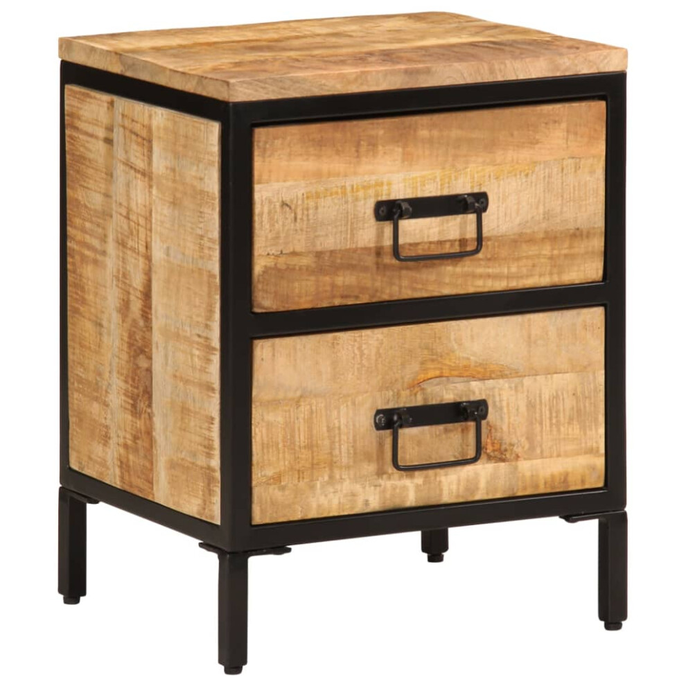 vidaXL Armoire de lit avec 2 tiroirs Table de chevet Table d'appoint Bois massif brut de manguier