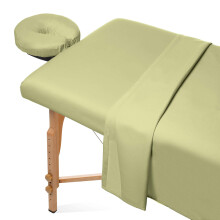 Saloniture 3-delars Mikrofiber Massagebordsset - Premium Ansiktsbäddcover - Inkluderar Lakan och Ansiktskuddeöverdrag - Salvia Grön