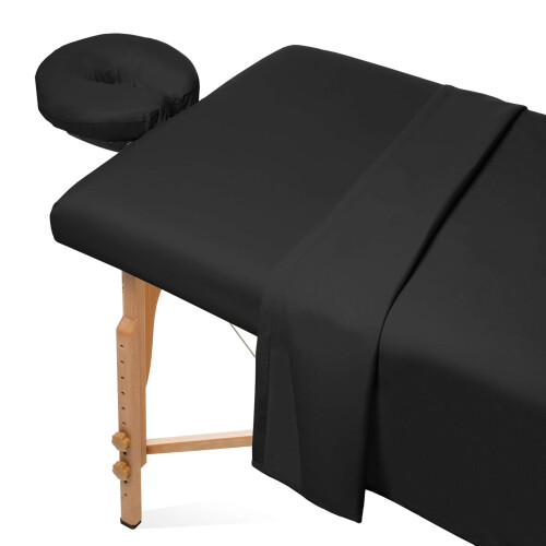 Ensemble de Draps en Microfibre pour Table de Massage Saloniture - Noir